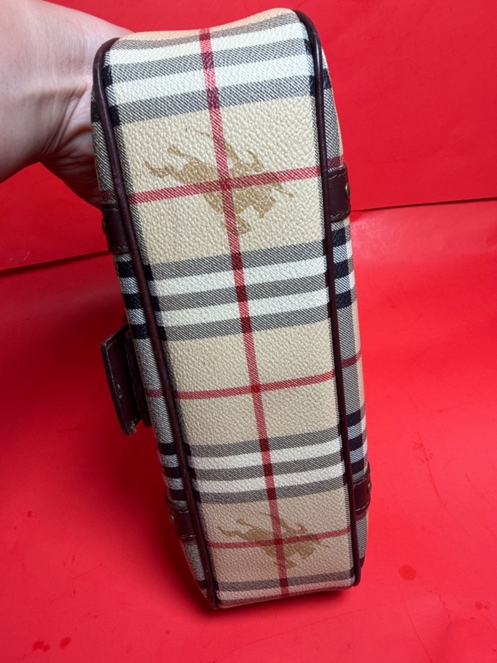 BURBERRY Haymarket Check Baguette Shoulder Bag - Picture 6 of 12